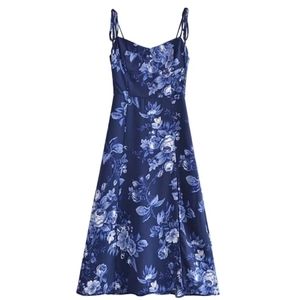 Blue Floral Midi Dress - Reformation style